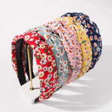 Women Mixed Color Retro Double Combination Custom Printing Wide Twist Hair Band